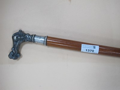 Lot 1370 - Walking Stick, with a white metal collar and...