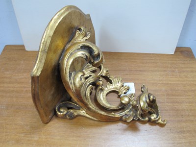 Lot 1377 - Italian Gilt Wood Wall Bracket, with carved...