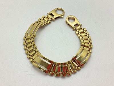 Lot 49 - A Modern 9ct Gold Geometric Link Bracelet,...