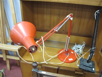 Lot 1496 - Vintage Red Painted Angle Poise Lamp, on a...