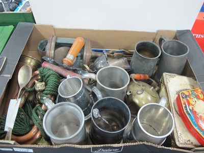 Lot 1129 - Metalware - tankards, vintage tins, copper and...