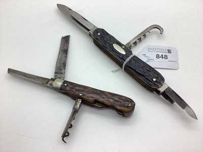 Lot 848 - Multi Tool Folding Pocket Knife, stag scales,...