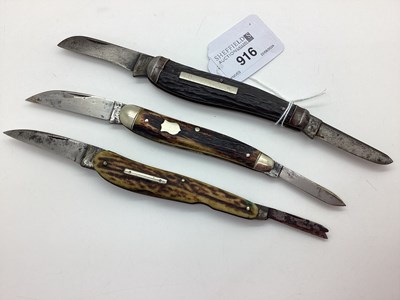 Lot 916 - Two Blade Folding Pocket Knife, blade stamped "...