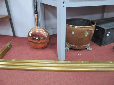 Lot 1487 - Brass Fender, copper log bucket having brass...