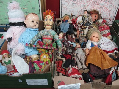 Lot 1006 - Costume Dolls, with plastic, celuloid heads,...