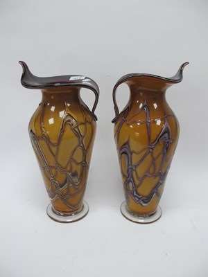 Lot 1214 - Darrius Zarrin pair of glass vases in yellow...