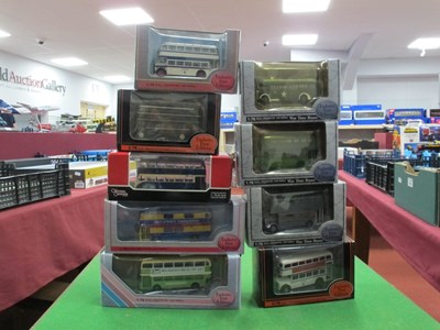 Lot 673 - Nine 1:76 Scale Diecast Model Buses by EFE,...