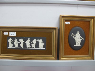 Lot 1209 - Framed Black Wedgwood Plaque Titled 'Dancing...