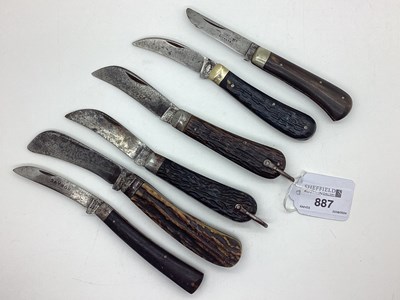 Lot 887 - Single Blade Folding Pruning Knives, including...