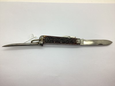 Lot 459 - British Military Style Staghorn Jack Knife,...