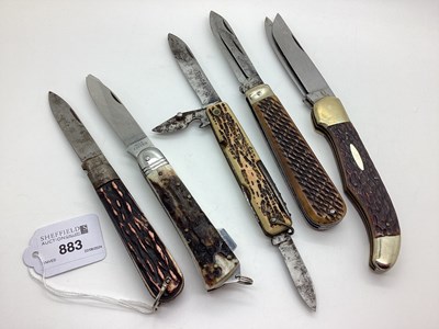 Lot 883 - A Two Blade Folding Knife, stag scales (12.5cm...