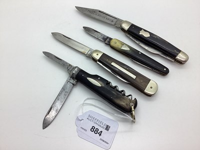 Lot 884 - Two Blade Folding Pocket Knife, horn scales,...