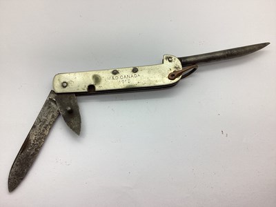 Lot 476 - WWI Canadian Army Metal Jack Knife, with...