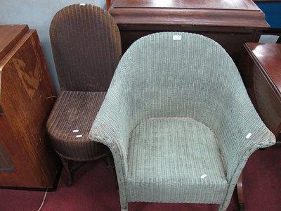 Lot 1571 - Green Painted Lloyd Loom Style Chair; together...