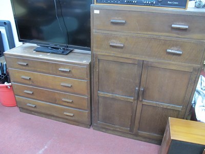 Lot 1573 - Oak Chest of Four Drawers, with plinth base;...