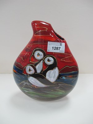 Lot 1287 - Anita Harris 'Puffin' Teardrop Vase, gold...