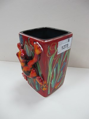 Lot 1273 - Anita Harris 'Tree Frog' on Medium Square Vase,...