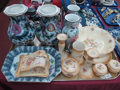 Lot 1351 - A Pair of Losol Ware 'Stanley' Pattern Vases...