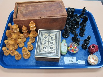 Lot 1367 - Boxwood Ebonised Chess Set (unweighted), King...