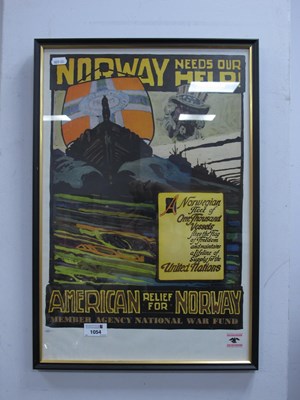 Lot 1054 - Framed War Poster, with inscription Norway...
