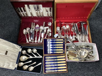 Lot 185 - Assorted Kings Pattern Plated Cutlery, in two...