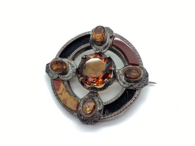 Lot 89 - A Victorian Scottish Hardstone Inset Brooch,...