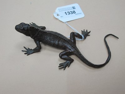 Lot 1338 - Oriental - Japanese Bronze Figure of a Lizard,...