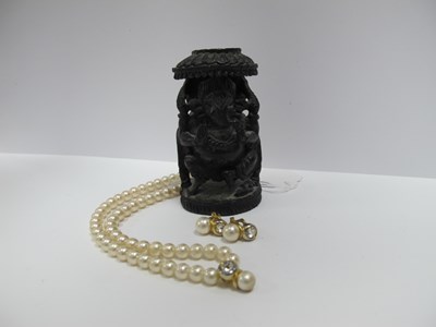 Lot 1358 - Carved Pearl Necklace, Ebonized Indian Figure...