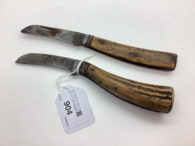 Lot 904 - Flat Bottom Pruning Knife, stag scales, blade...