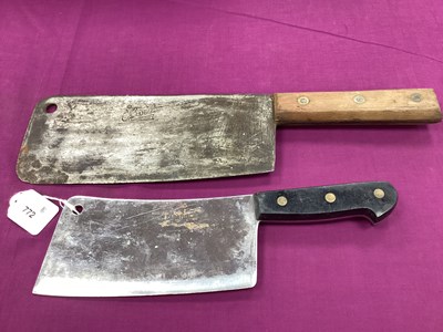 Lot 772 - Elwell Meat Cleaver, wooden handle (overall...