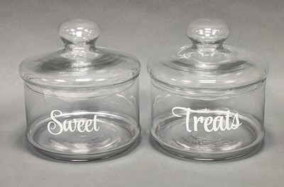 Lot 1464 - "Sweet" and "Treats" Glass Jars. (2)