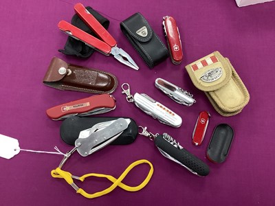 Lot 710 - Modern Multi Tool Folding Pocket Knives,...