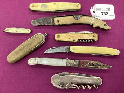 Lot 733 - Folding Pocket Knives, including old knife...