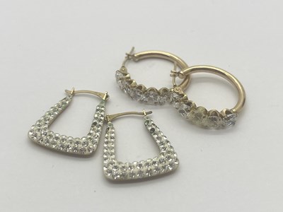 Lot 94 - A Pair of Five Stone Set Hoop Earrings, the...