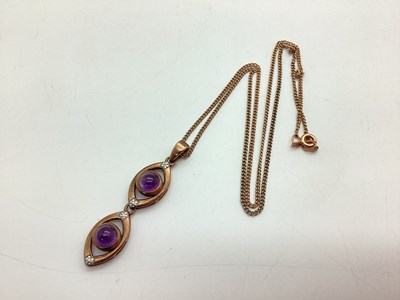 Lot 95 - A 9ct Rose Gold Stone Set Pendant, the...