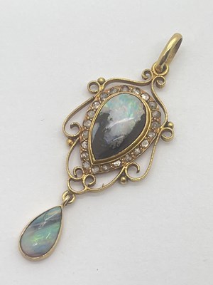 Lot 85 - An Edwardian Style Boulder Opal Lavalier...