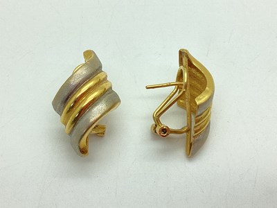 Lot 92 - A Pair of Two-Tone Modernist Style Earrings,...