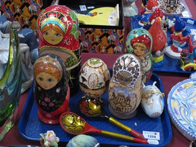 Lot 1259 - Four Painted Russian Nesting Dolls:- One Tray