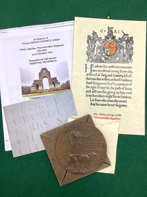 Lot 545 - WWI Worcestershire Regiment Memorial Plaque...