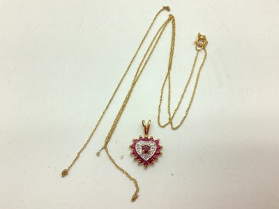 Lot 115 - A 9ct Gold Stone Set Heart Pendant,...