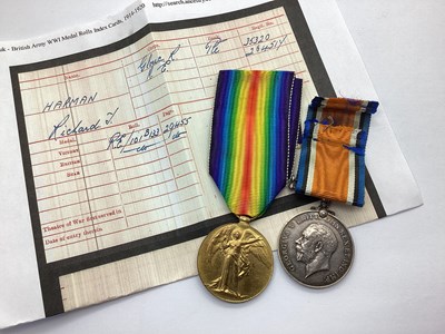 Lot 595 - WWI British Medal Duo Gloucestershire Regiment,...