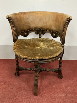 Lot 1489 - 1930's Tub Chair, with leather back rail and...