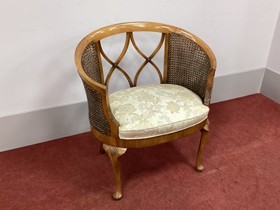 Lot 1491 - A XX Century Walnut Bergére Tub Chair, with 'X'...