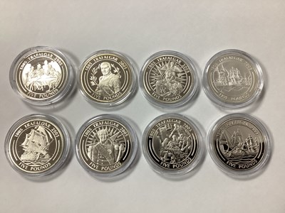 Lot 473 - Eight 2005 Gibraltar 'Trafalgar' Silver £5 Coins.