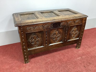 Lot 1494 - A Late XVII Century Joined Oak Coffer, with...