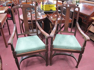 Lot 1641 - Pair of 1920's Oak Carver Chairs, each with...