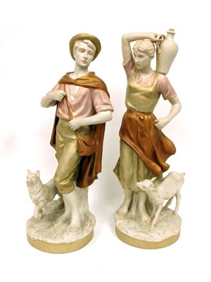 Lot 1019 - A Pair of Royal Dux Pottery Figures of a...