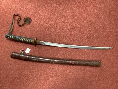 Lot 410 - Japanese Katana Sword, curved single edged...