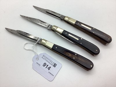 Lot 914 - Three Two Blade Folding Pocket Knives, horn...