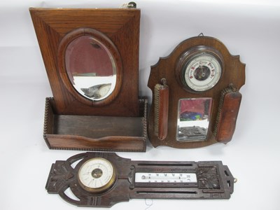 Lot 1400 - Two Early XX Century Aneroid Barometers, oak...